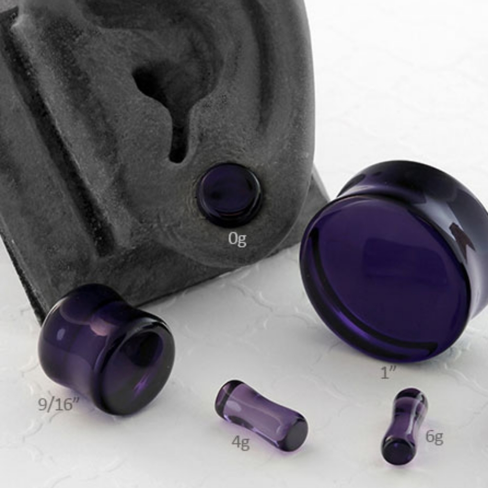 Glass Purple Plugs Tunnels 1/2"